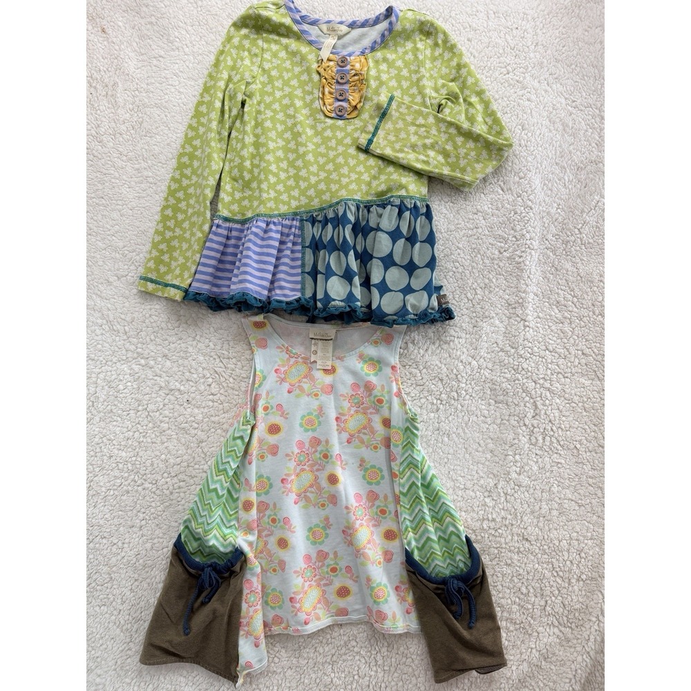Matilda‎ Jane Girls Size 6 Top Tunic Lot 2 Mixed Print Boho Cottagecore Cotton